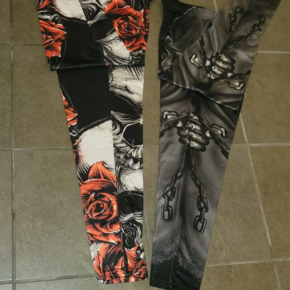 SKULL โ ๏ธ & ๐ฅ ROSES LEGGINGS <> SET OF 2 - Picture 8 of 16